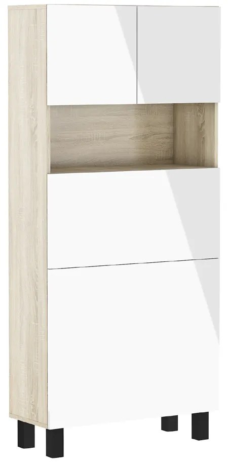 PC stolík Home (biela lesklá + dub sonoma). Akcia -22%. Vlastná spoľahlivá doprava až k Vám domov. 1124934