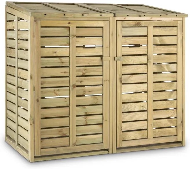 Waldbeck Ordnungshüter 2T, box na smetné koše, 145 x 130 x 87 cm (Š x V x H), 2 koše, FSC borovica