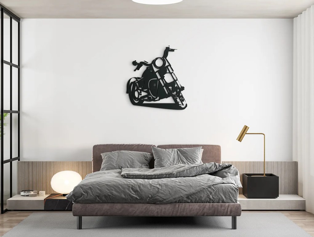 drevko Drevená nálepka na stenu Chopper Rozmer obrazu: 35,5 x 32,5 cm, Farba dekorácie: Čierna