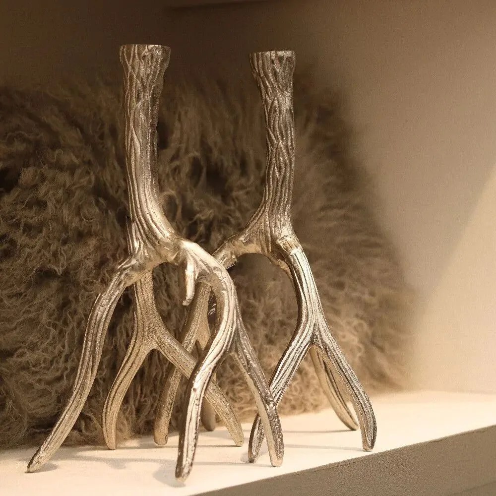 Strieborný raw svietnik stojaci paroží Antlers - 14*11*24cm