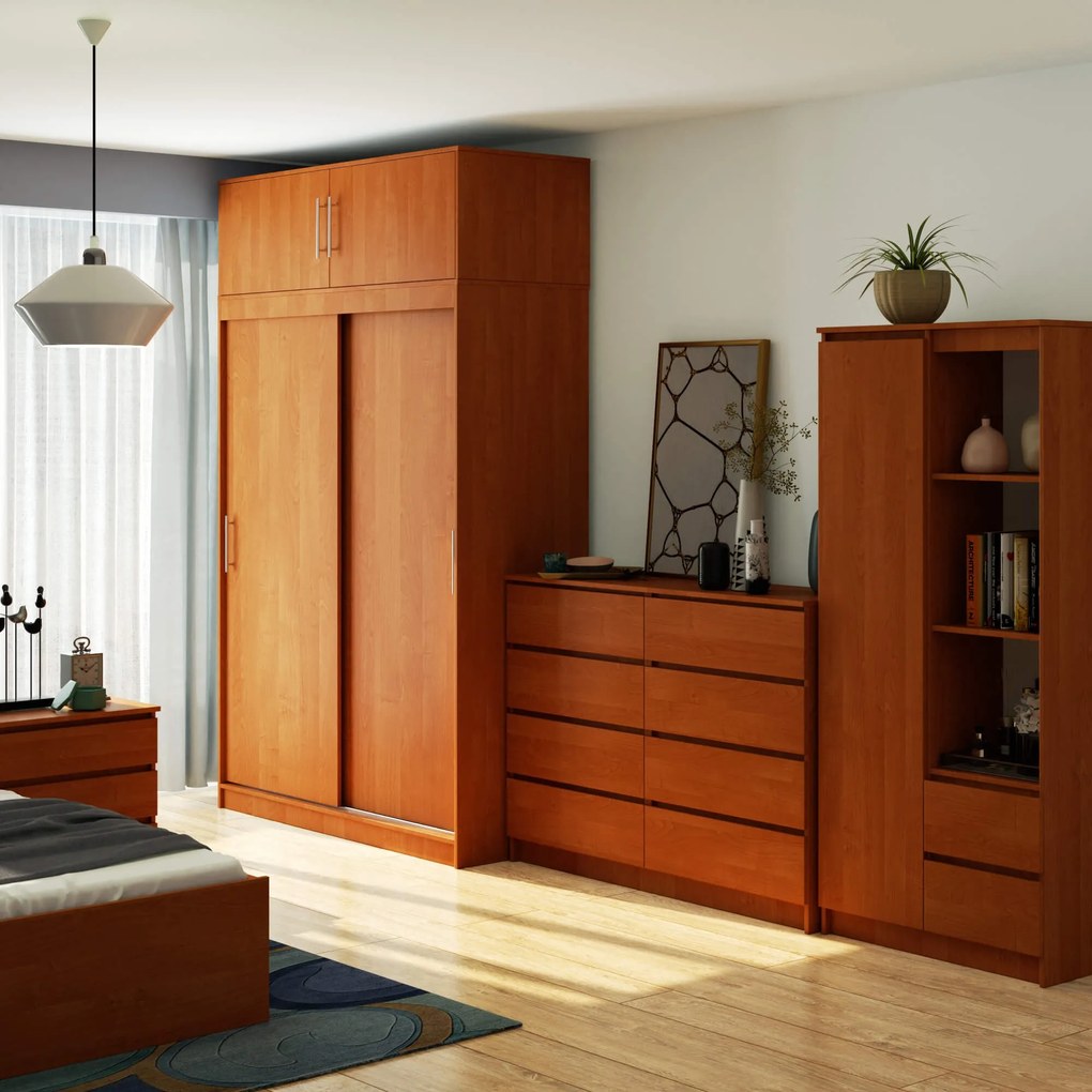 Šatní skříň s posuvnými dveřmi a nástavcem MONO CLP 150 cm olše