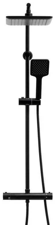 Erga Bodo Therm, sprchová súprava s termostatickou batériou a dažďovou hlavicou 23x23cm, čierna matná, ERG-YKA-BP.BODO-THERM-23-BLK