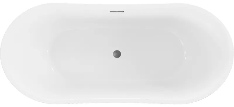 Mexen Montana, voľne stojaca vaňa 150 x 75 cm, biela, grafitový prepad, 52011507500-66