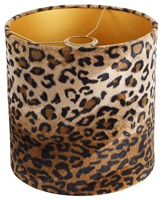 Zamatový tienidlo lampy leopardia potlač 25/25/25 zlatý interiér