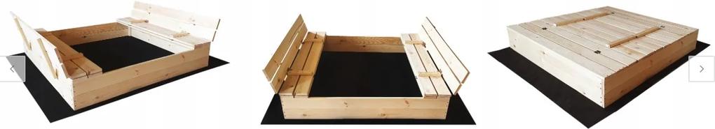 Zatvárateľné pieskovisko s lavičkami 120 x 120 cm
