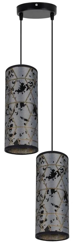 Luster na lanku AVALO 2xE27/60W/230V pr. 20 cm šedá/čierna