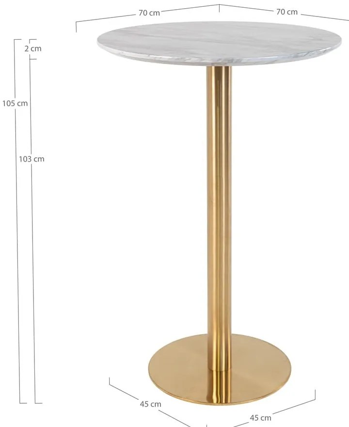 Okrúhly barový stôl s doskou v dekore mramoru ø 70 cm Bolzano – House Nordic