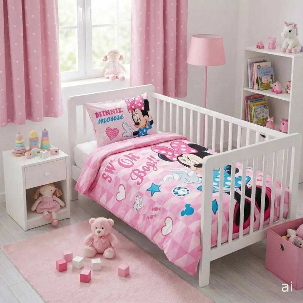 Obliečky do detskej postieľky Minnie Mouse - Disney - 100% bavlna - 40x60 cm + 100x135 cm