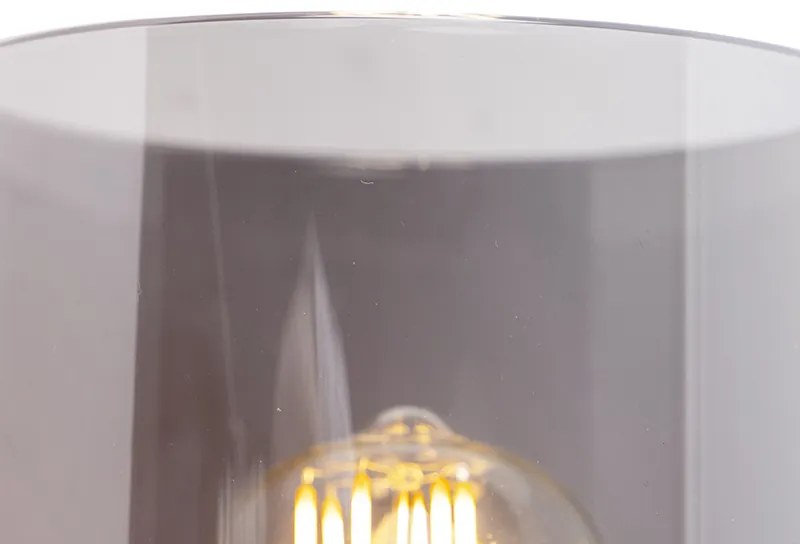 Dizajnová nástenná lampa čierna s dymovým sklom - Dome