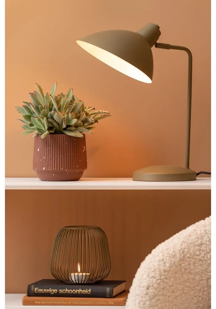 Zelená stolová lampa s kovovým tienidlom (výška 49 cm) Casque – Leitmotiv