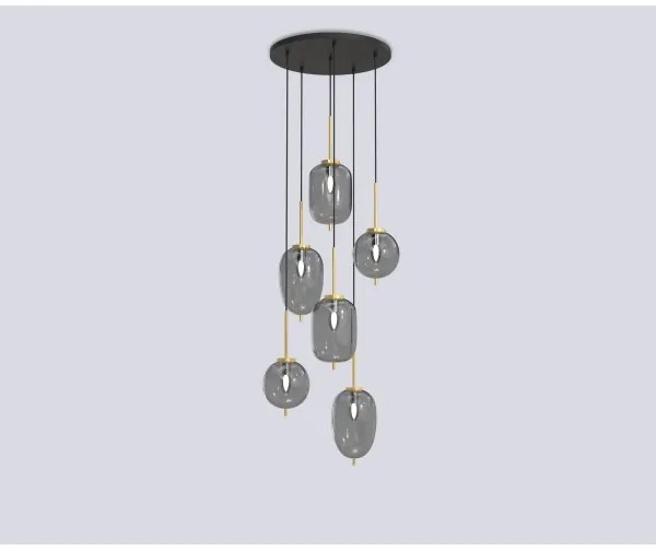 Wofi 5007-502 - Luster na lanku BELLEVILLE 6xE14/40W/230V čierna/zlatá