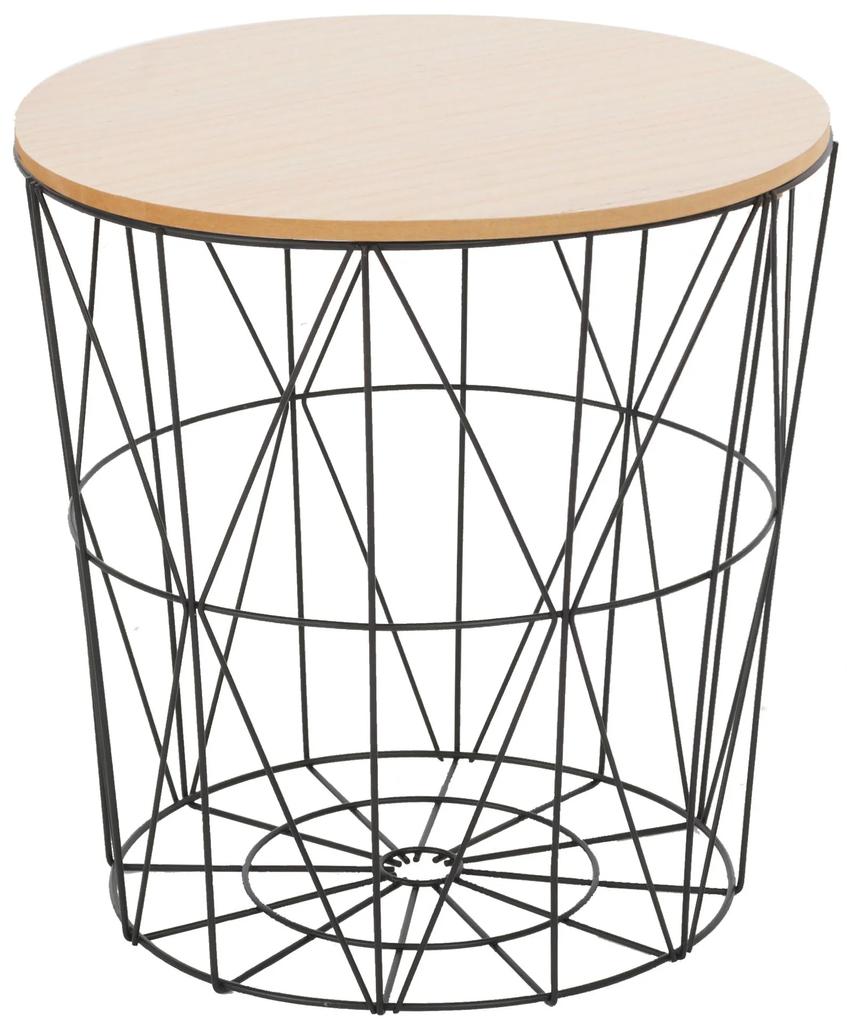 Tutumi, drôtený konferenčný stolík Twins, veľkosť L, čierna-hnedá, KRZ-08601