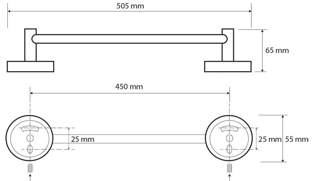 Sapho Sapho, X-ROUND E držiak na uteráky 500mm, chróm, XR408