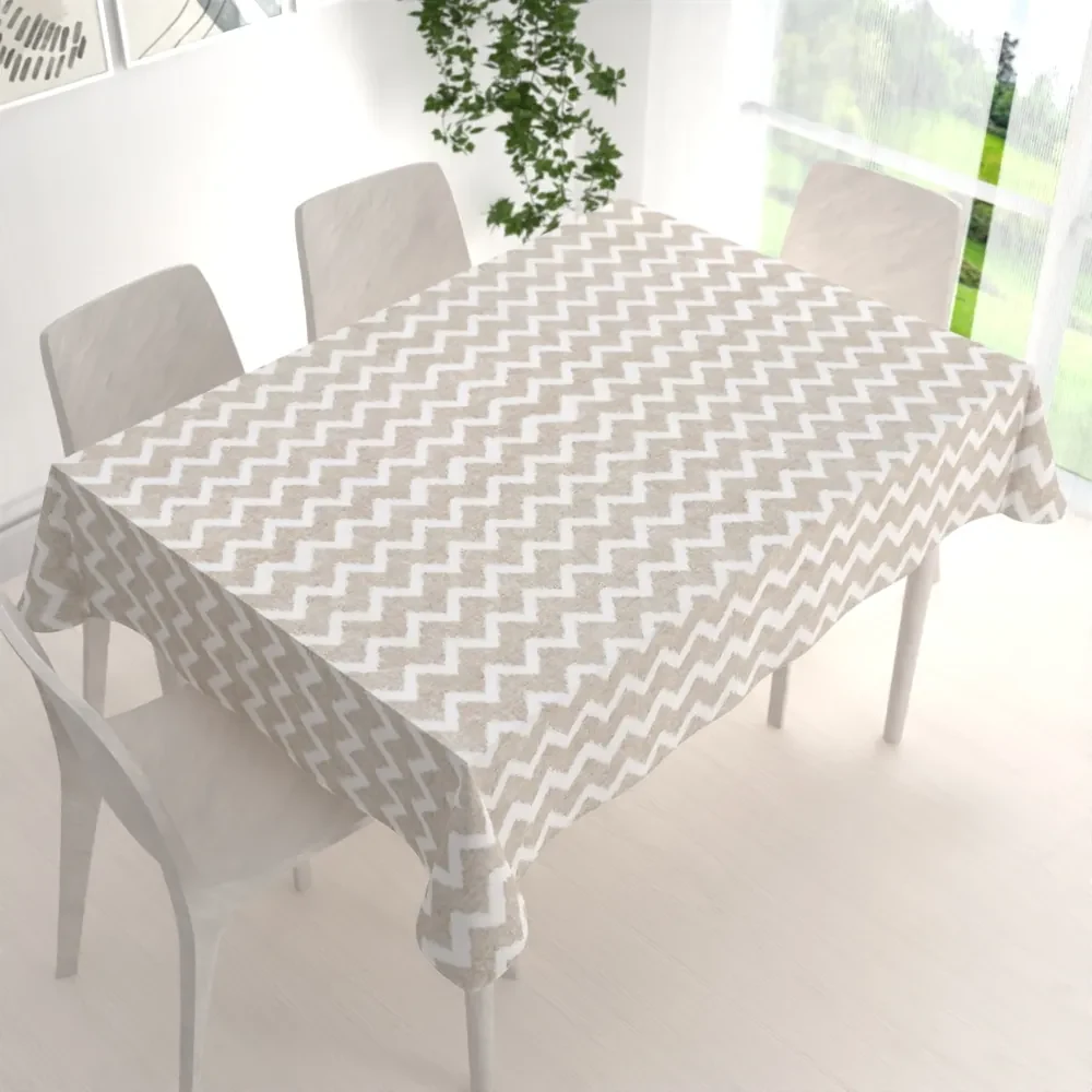 Biante Dekoračný obdĺžnikový obrus Porto PRT-006 Režný cik-cak 100x160 cm