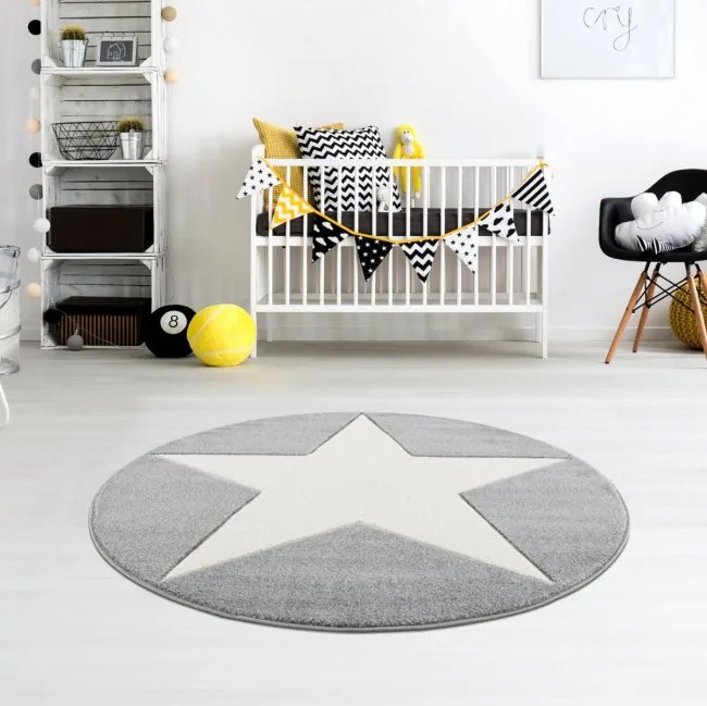 Koberec Happy Rugs SHOOTINGSTAR strieborno-sivý / biely