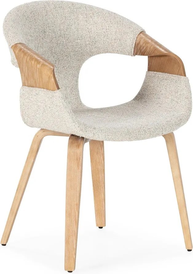 Béžové čalúnené jedálenské kreslá v súprave s podrúčkami 2 ks Elif – MOME