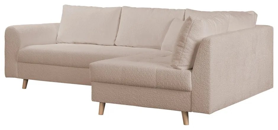 Béžová rohová pohovka z textílie buklé (pravý roh) Ariella – Ropez