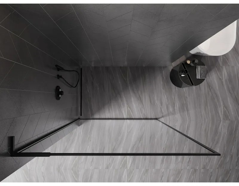 Mexen, Mexen Kioto-XF L sprchová stena s rámom 90 x 202 cm, priehľadná 10 mm, čierna - 800-090-174-70-00-XF