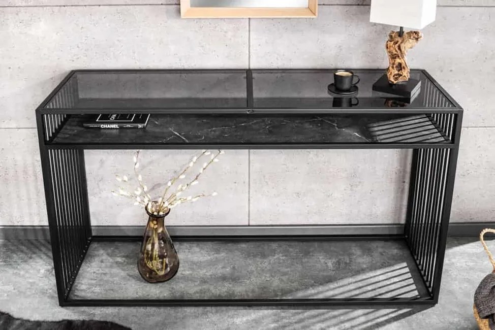 Dizajnový konzolový stolík Skövde v mramorovom vzhľade 120cm