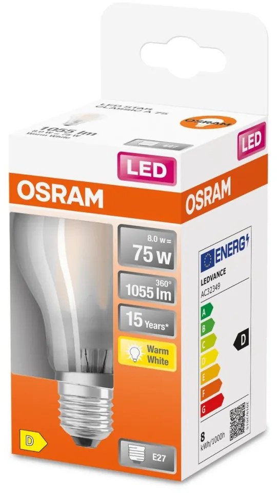 LED žiarovka E27 A60 8W = 75W 1055lm 2700K Warm 320° Filament OSRAM STAR