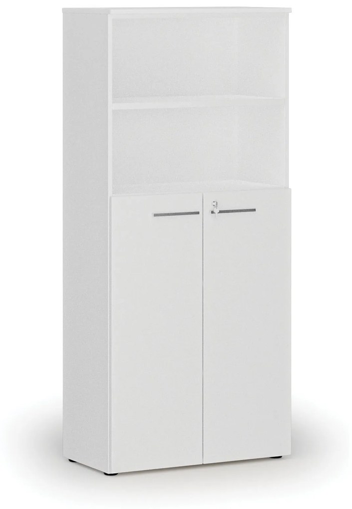 Kombinovaná kancelárska skriňa PRIMO WHITE, dvere na 3 poschodia, 1781 x 800 x 420 mm, biela
