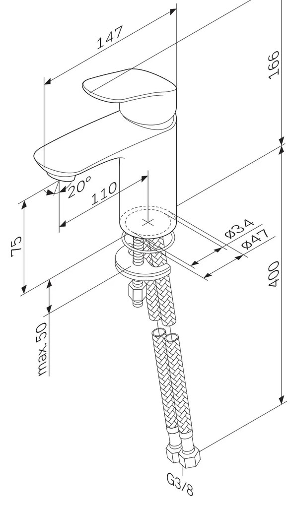 Umývadlová batéria AM.PM Like FLA82100 jednopáková s odtokovým ventilom, chróm
