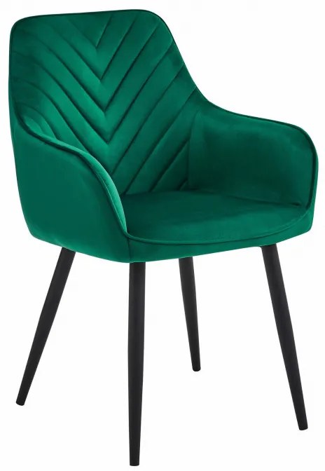 Set dvoch jedálenských stoličiek NANA zamatové, tmavozelené (čierne nohy) 2 ks