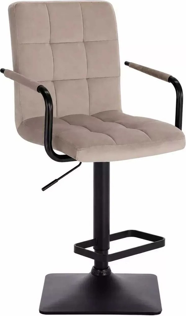 LuxuryForm DESIGN Barová stolička VERONA BLACK VELUR na čiernej hranatej podstave - latte