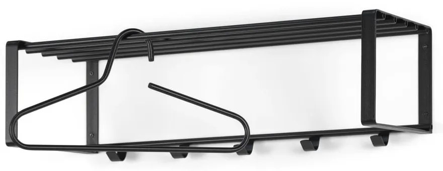Čierny kovový nástenný vešiak s poličkou 70 cm Rex – Spinder Design