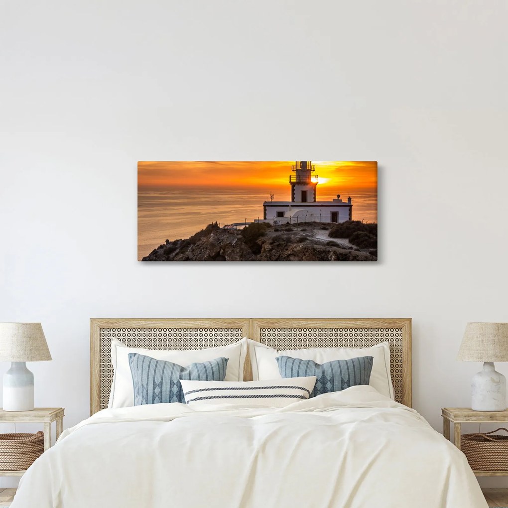 Obraz majáka pri západe slnka (120x50 cm)