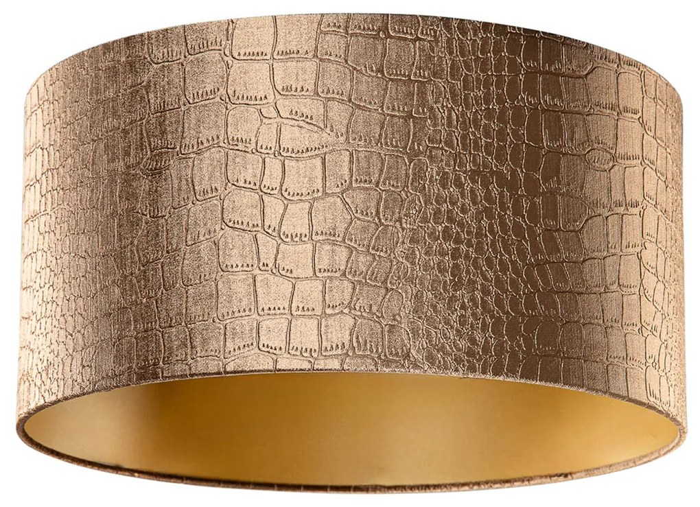 Zamatový tienidlo na lampu s dizajnom krokodíla a zlatým vnútorným povrchom 50/50/25