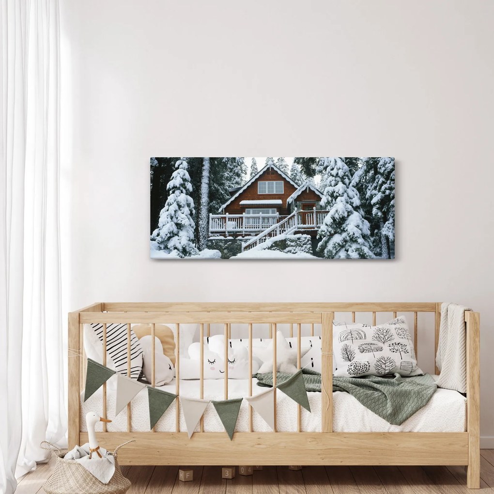 Obraz - Drevená chata (120x50 cm)