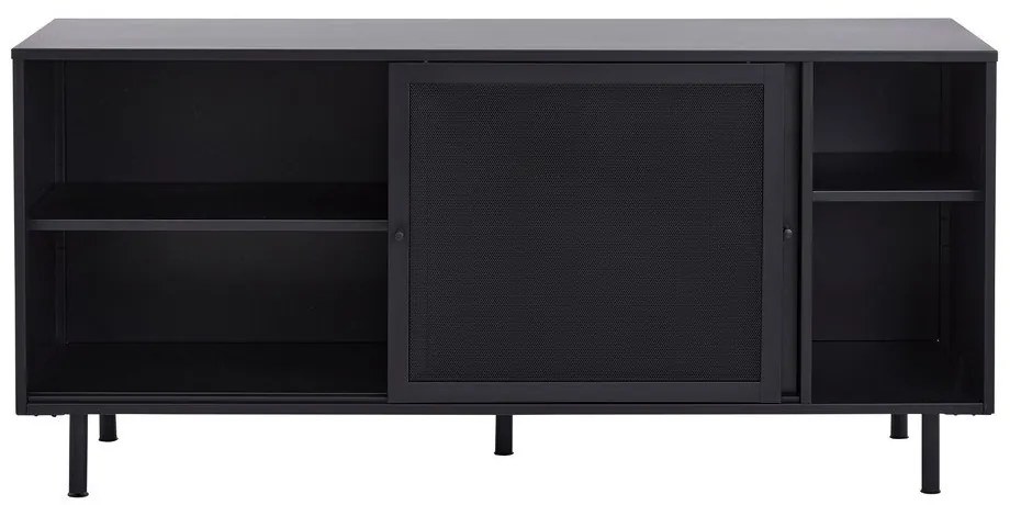 Čierna kovová komoda s posuvnými dverami 160x75x46 cm Veep – Unique Furniture