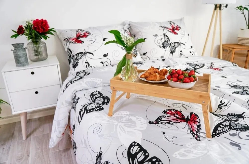 Stanex Luxusné obliečky Motýľ biely Krep 140x200/70x90 cm