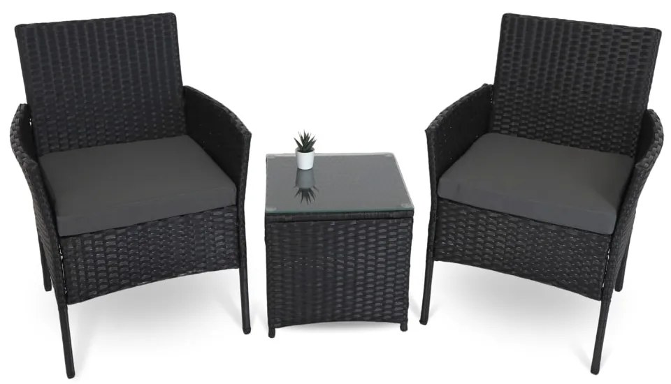 Záhradný balkónový set Nilo - 2 miesta, čierna