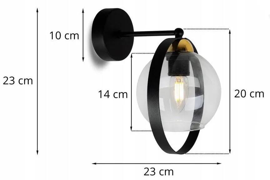 Nástenné svietidlo Haga ring 1, 1x transparentné sklenené tienidlo (výber z 3 farieb uchytenia)