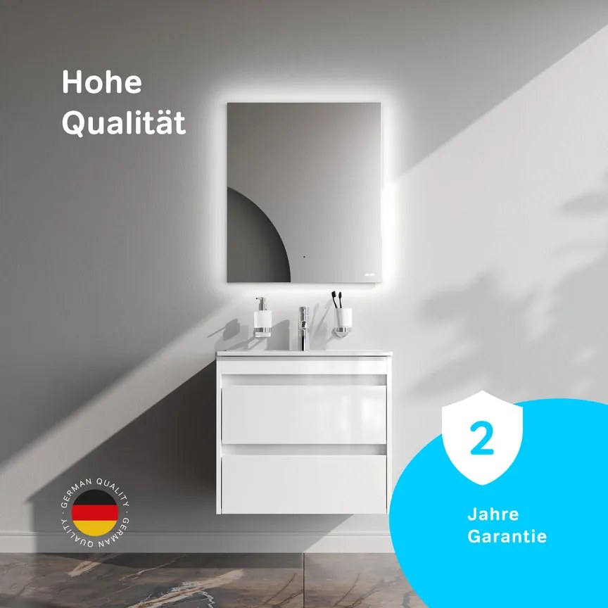 Skrinka s umývadlom 60 AM.PM Spike MPA-FHX0602WG-WCC0602WG závesná, 2 zásuvky, lesklá biela