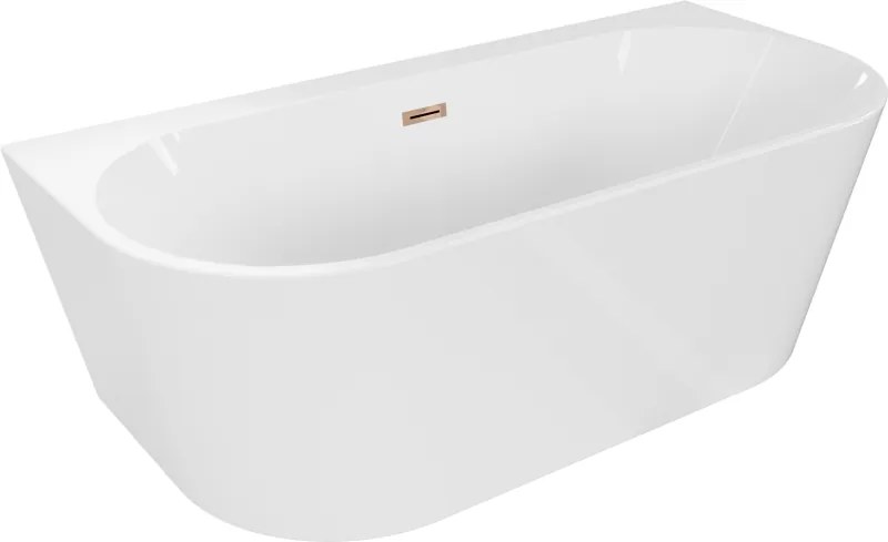 Mexen Oval+, voľne stojaca vaňa ku stene 170 x 80 cm, biela lesklá, ružové zlato prepad, 52681708000-60