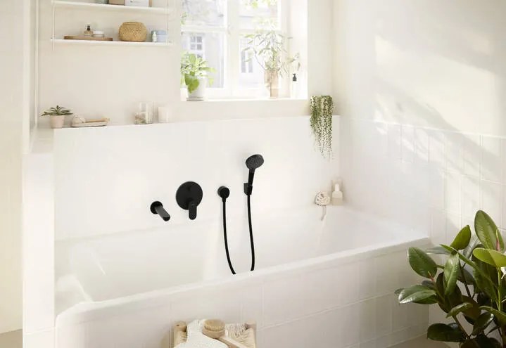 Hansgrohe Rebris S, vaňová batéria pod omietku so zabudovanou bezpečnostnou kombináciou, čierna matná, HAN-72467670