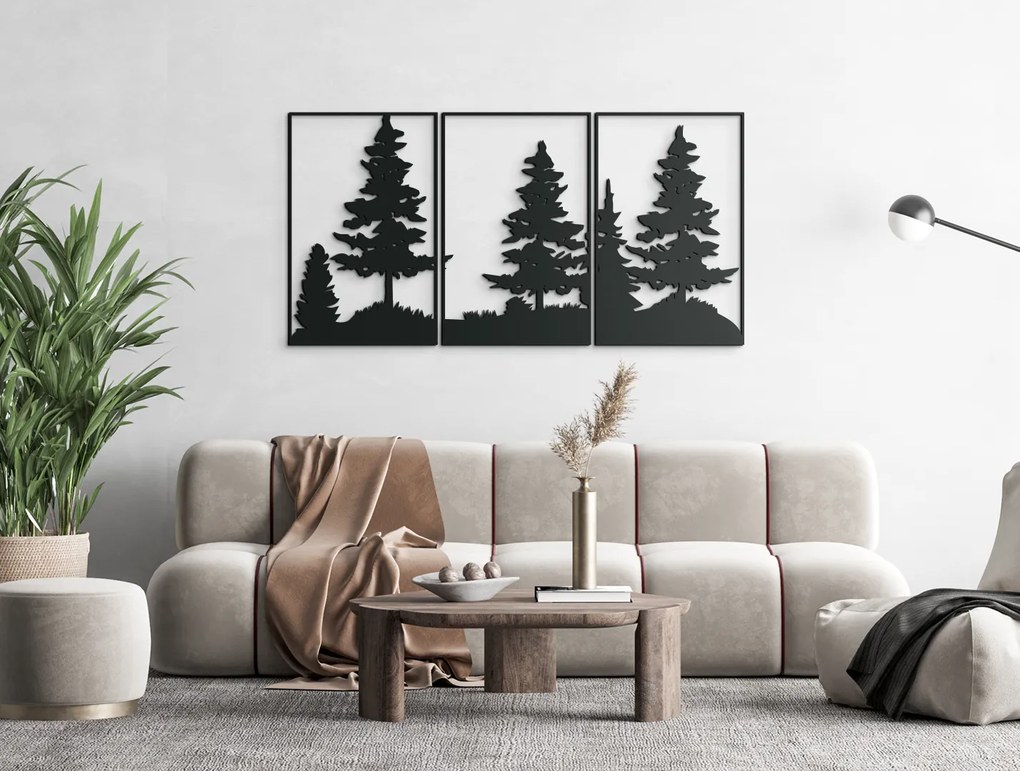 drevko Viacdielny obraz Les Rozmer obrazu: 33 x 65 cm, Farba dekorácie: Čierna