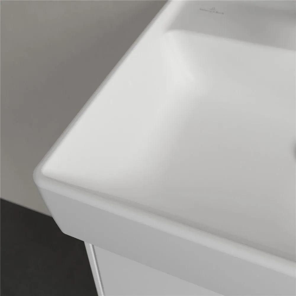 VILLEROY &amp; BOCH Collaro závesné umývadielko s otvorom, s prepadom, 500 x 400 mm, Stone White, s povrchom CeramicPlus, 433450RW