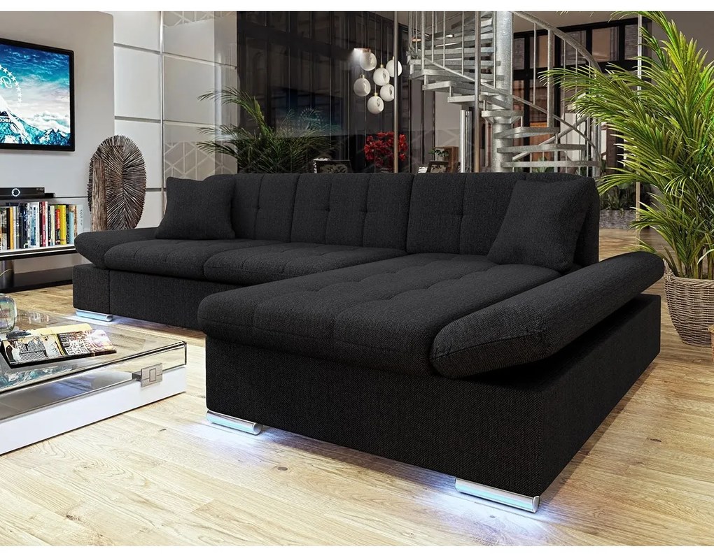 Rohová sedačka Laviva LED, Dostupné poťahy: ekokoža Soft 011 + Bristol 2460, Strana: ľavá