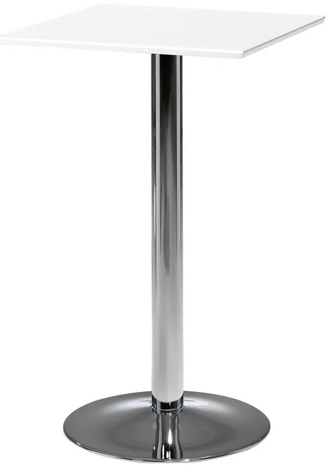 Barový stôl BIANCA, 700x700 mm, biely, chrómová podnož