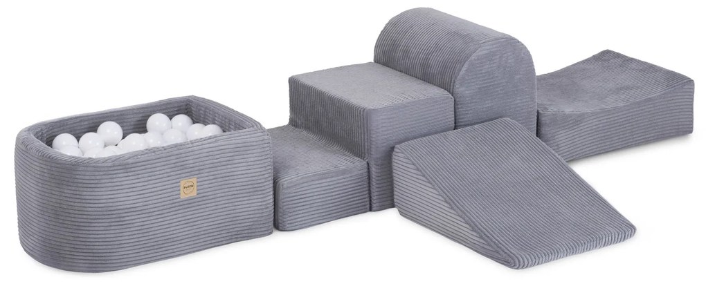 Mini ihrisko (+ bazén a 100 loptičiek), šedé, prémiový menčester