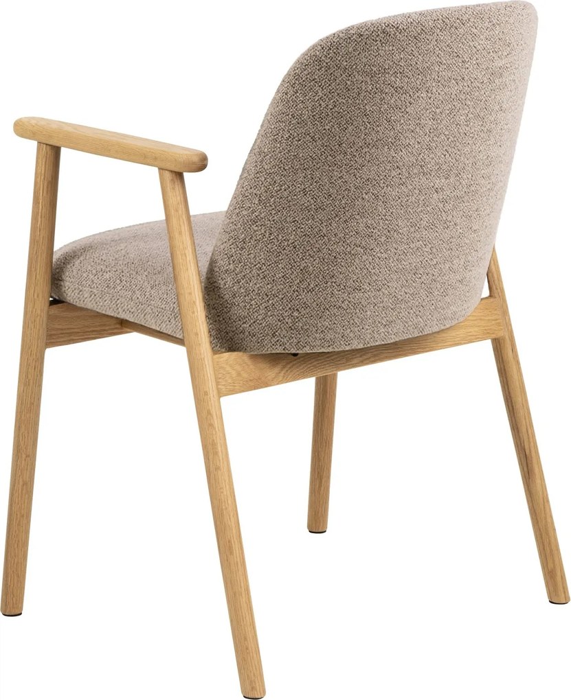 RODERIC Béžová Latte (látka Monza 60) / lakovaná dubová konštrukcia – DREVENÁ STOLIČKA BOUCLÉ RETRO