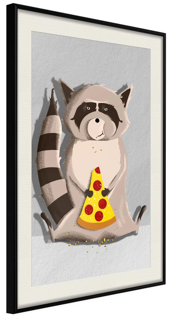 Artgeist Plagát - Gourmand Raccoon [Poster] Veľkosť: 30x45, Verzia: Čierny rám s passe-partout