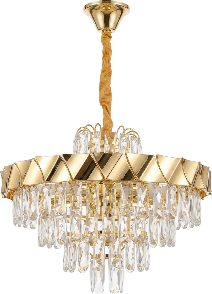 Toolight Toolight, krištáľová závesná lampa Ø50 cm, 6×E14, SWE076-CP, zlatá, OSW-30205
