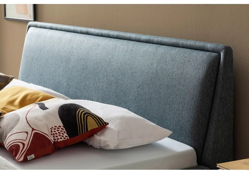 Zelená/modrá čalúnená dvojlôžková posteľ s úložným priestorom s roštom 180x200 cm Frieda – Meise Möbel