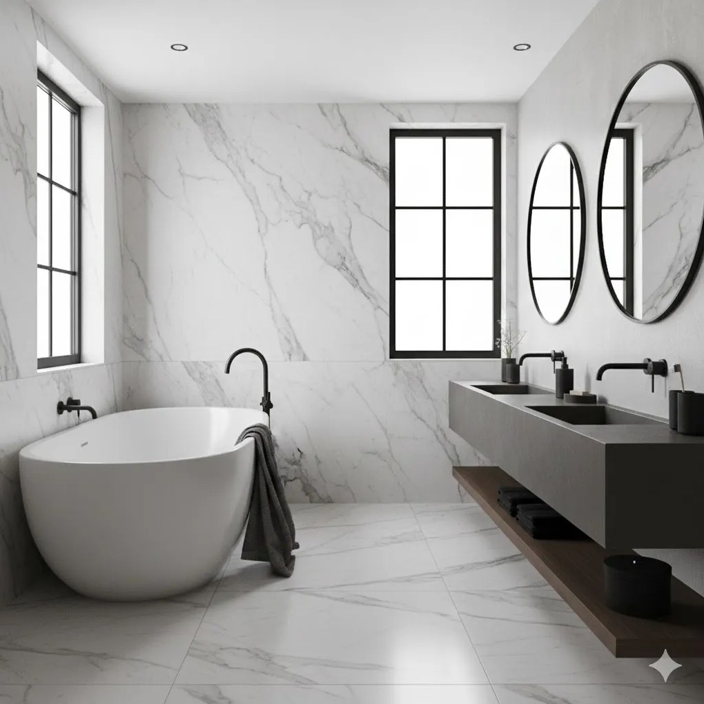 Erga Round, okrúhle zrkadlo 120cm, čierny rám, ERG-V01-ROUND-1212-BK