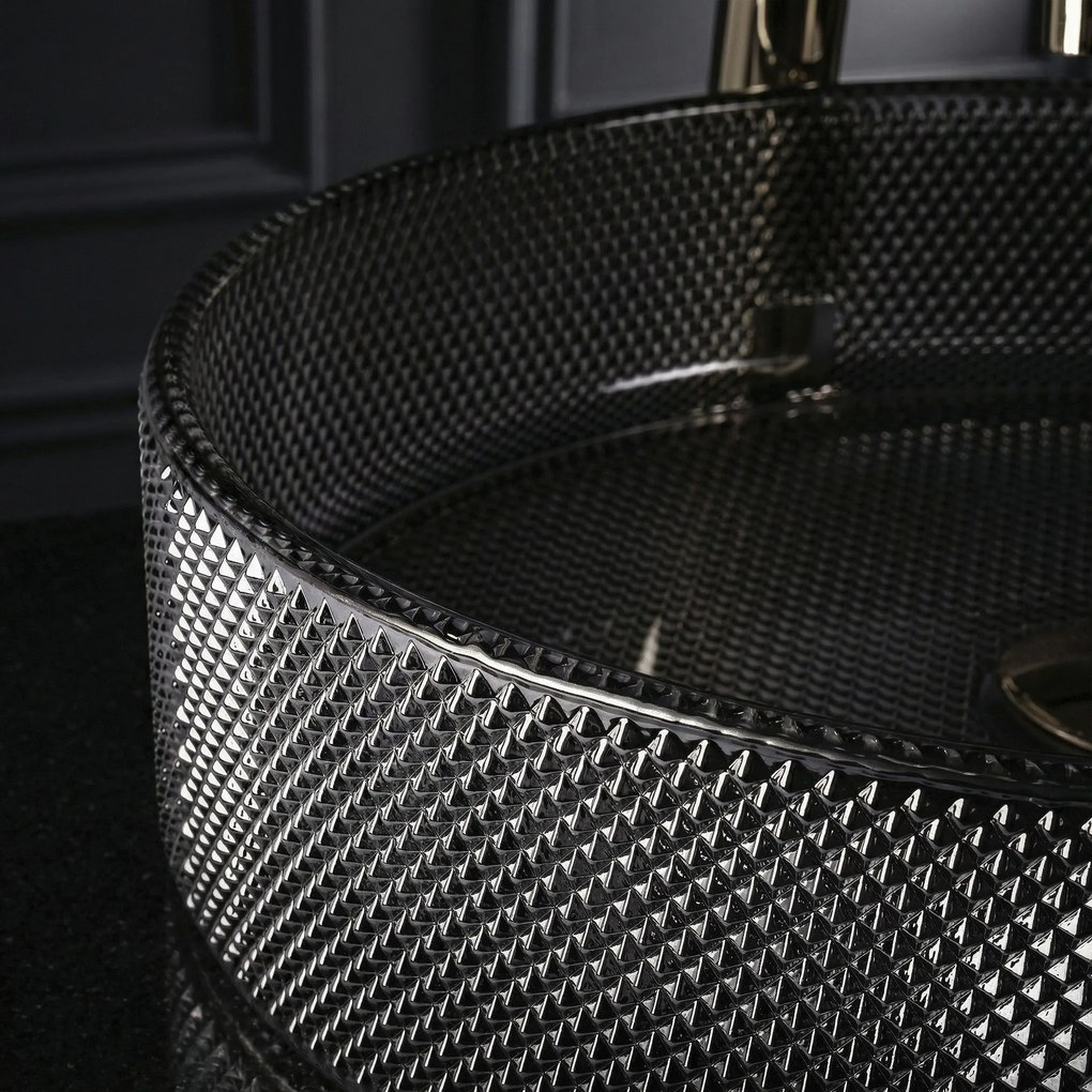 Rea Mirella Black, umývadlo na dosku 495x380x125 mm, dymové sklo-čierna, REA-U3524